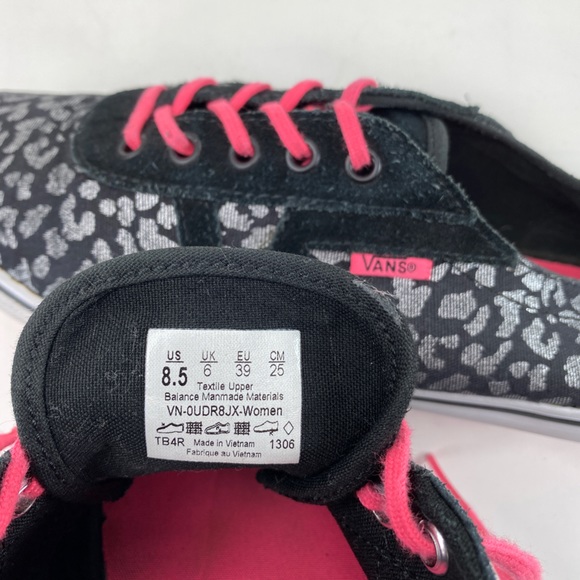 VANS Black Cheetah Leopard Print  Canvas Low Skate Sneaker Size 8.5 - Picture 7 of 14